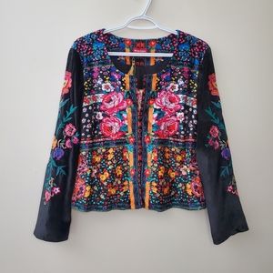 Ruby Yaya Ember Velvet Embroidered Beaded Floral Jacket